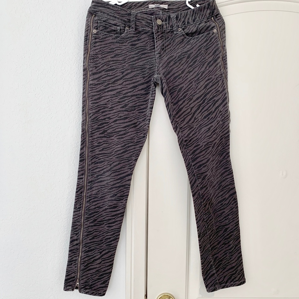Animal Print Side Zip Skinny Jeans, Size 27